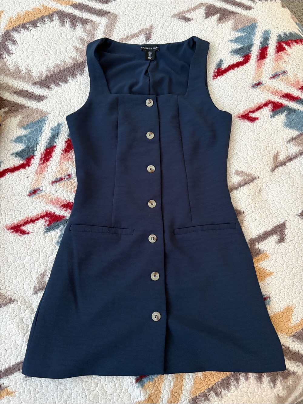 Sincerely Jules Navy Button-Front Mini Dress